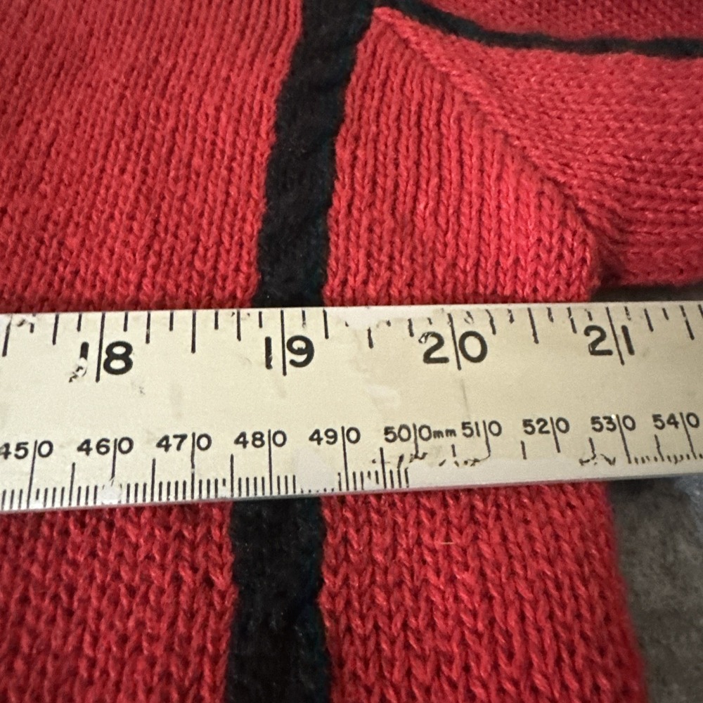 Vtg 90s Christopher Banks Scottish Terrier Cardigan Med Red Black HandEmbroiderd - Picture 8 of 16